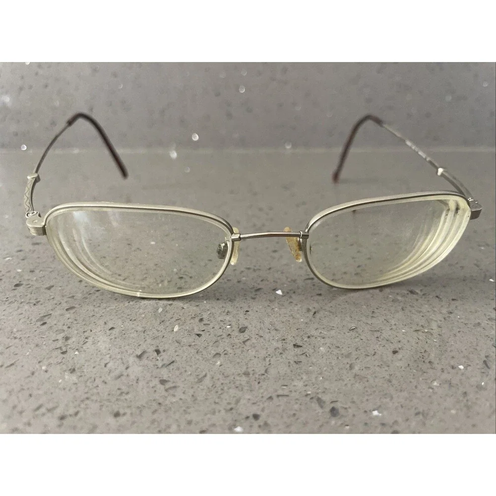 Marchon Flexon 423 Eyeglasses Silver Brushed 49-19-145 Wire Frames Full Rim